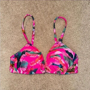 Pink Floral Bikini Top